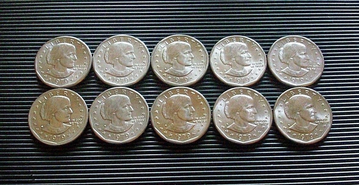 Lot Of Ten  Susan B Anthony Silver Dollars  1979-D