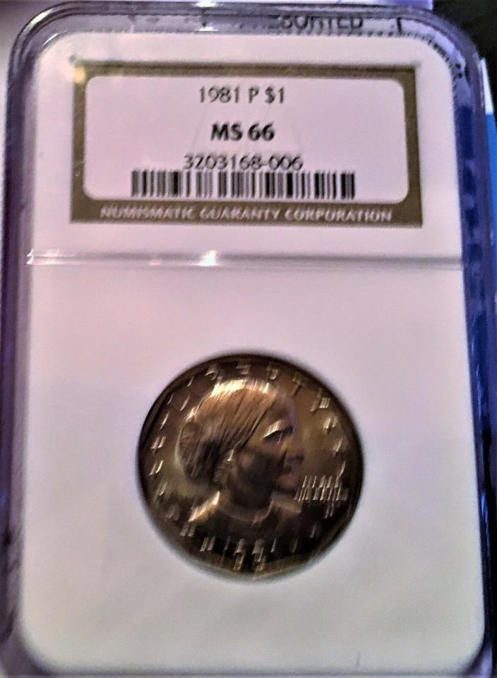 1981-D SBA $1 Susan B. Anthony Dollar GRADED BY NGC MS-66 ngc price $57.50