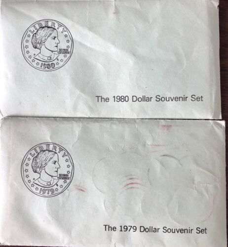 1979 $1980 Susan B. Anthony Dollar US Mint Souvenir Set Original Envelopes
