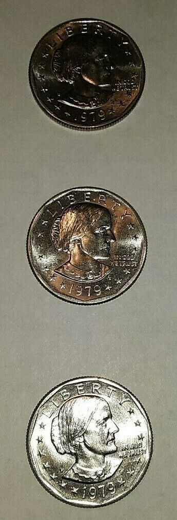 1979 P Susan B. Anthony Dollar Narrow Rim Uncirculated Mint State - Set of Three