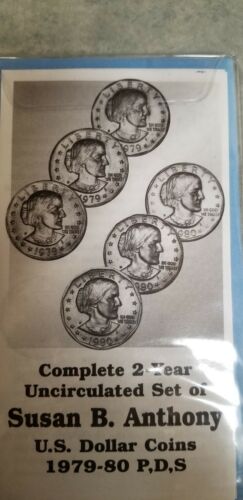 1979 1980 Susan B. Anthony 6 Coin $1 Dollar Set Littleton Coin Co.