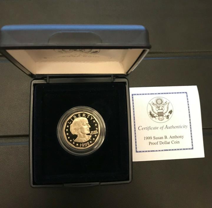 1999-P Susan B. Anthony Proof Dollar with BOX and Certificate of Authenticity