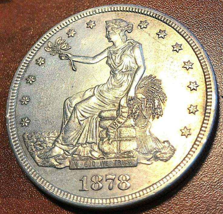 1878-S Trade Dollar Very Ch. AU Light Patina From Old Estate CHN