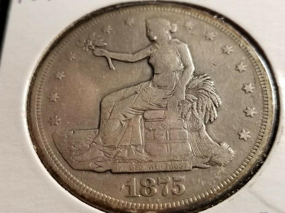 1875 S Trade Dollar, full date, partial liberty, tough series    S410