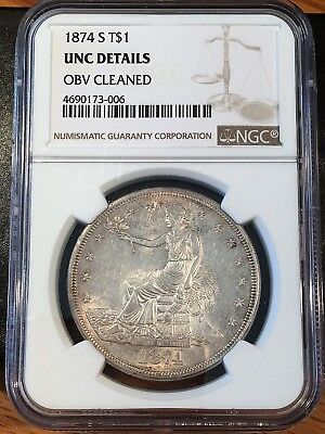 1874-S Trade Dollar - NGC Uncirculated Details - High Quality Scans #3006