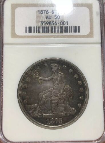 1876 S Trade Dollar NGC AU 50 Nice Toned