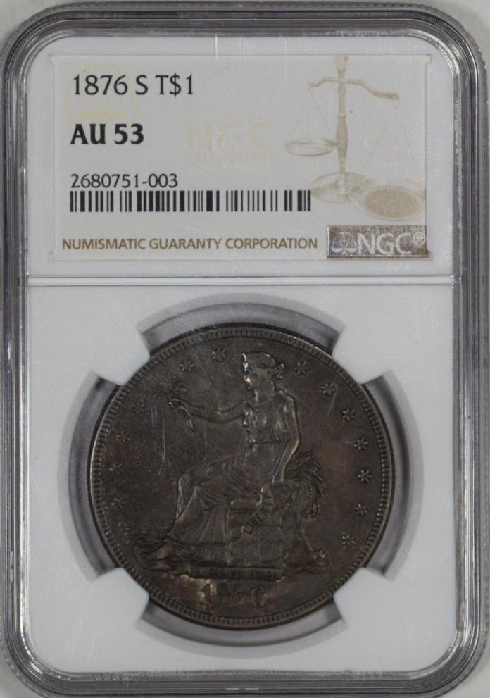 1876-S $1 Silver Trade Dollar NGC Certified AU53 