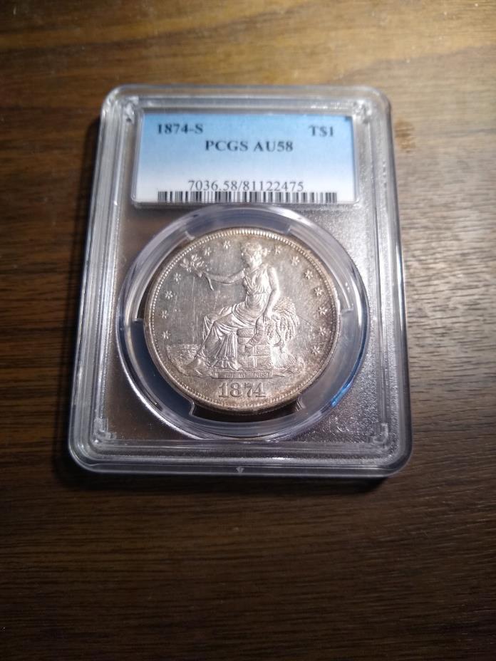 1874 S Trade Dollar PCGS AU 58