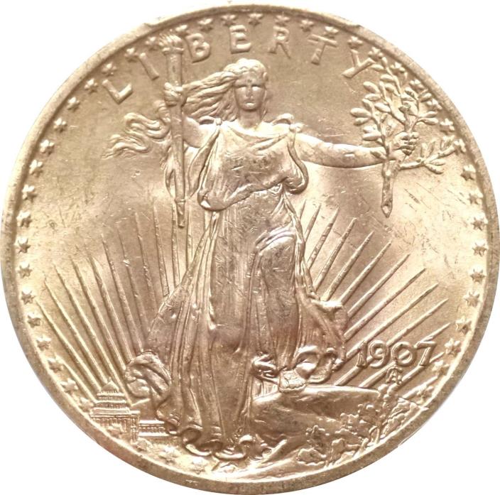 1907 $20 Saint-Gaudens Gold Double Eagle PCGS MS-64+ Plus  Gorgeous!