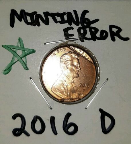 2016 D Lincoln Penny Error - Double Clip Error