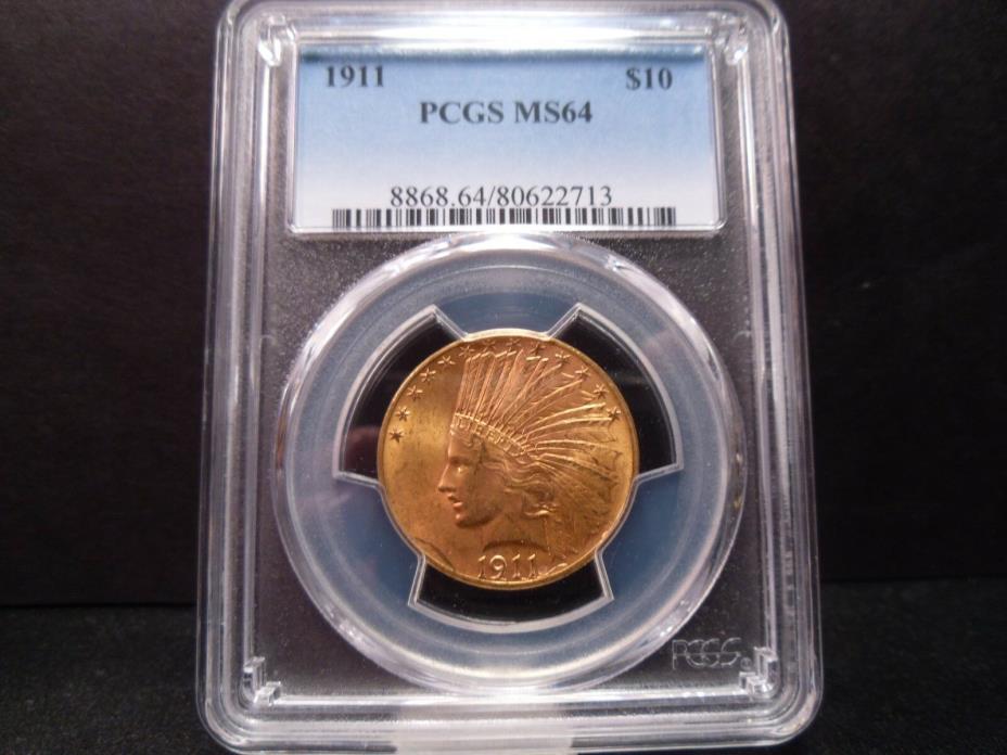 1911 MS64 $10 Gold Indian Head Eagle PCGS Certified - A Fantastic Coin !