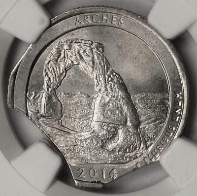 2014 NGC MS64 Large Triple Curved Clips Arches Quarter Mint Error Extremely Rare