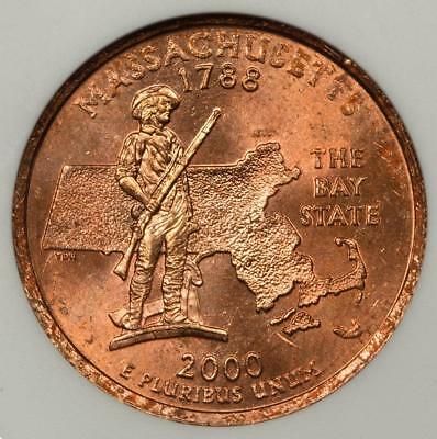 2000 ANACS MS64 Missing Clad Layer Massachusetts Quarter Mint Error Red Copper