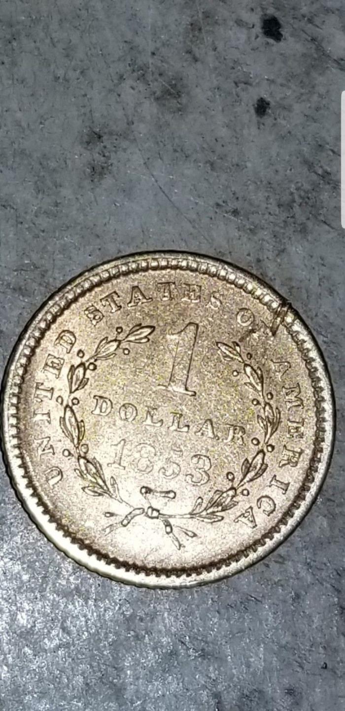 1853 $1 Liberty Head Gold Coin One Dollar NICE!