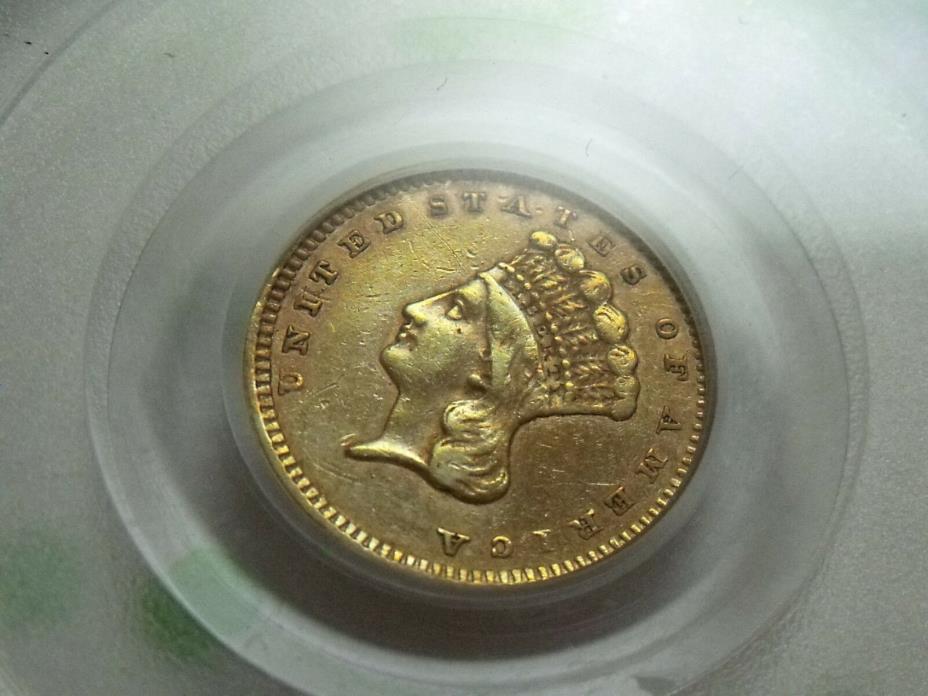 1859 GOLD DOLLAR PCGS VF35 $1 old edge pink toning