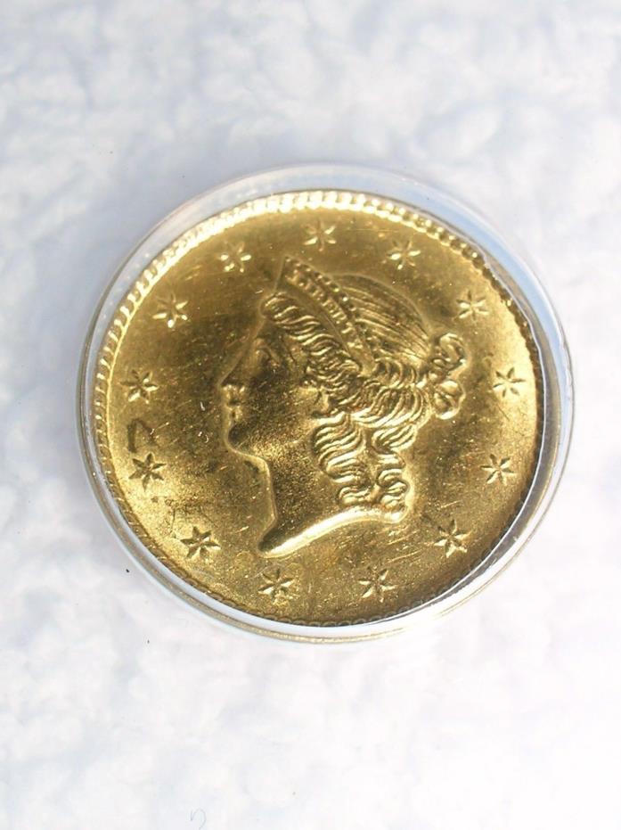RARE BEAUTIFUL 1851 GOLD $1, MS 60 --GREAT EYE APPEAL--Under rated?????