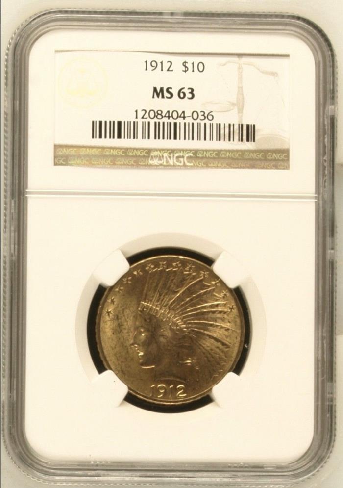 1912 $10 Indian Head Gold Eagle NGC MS63