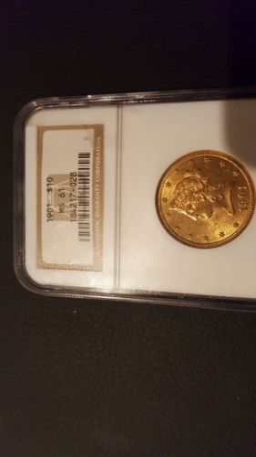 1901 10 gold coin ms61