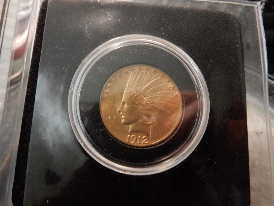 1912 Indian Head US Gold Coin $10 New York Mint COA .900 XF