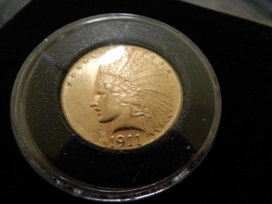 1911 Indian Head US Gold Coin $10 New York Mint COA .900 XF