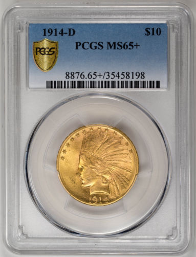 1914-D $10 Indian - PCGS MS65+