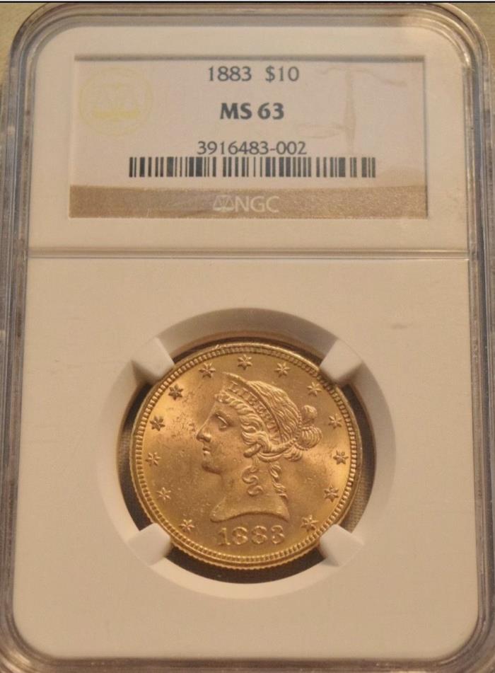 1883 $10 NGC MS 63 GOLD LIBERTY EAGLE