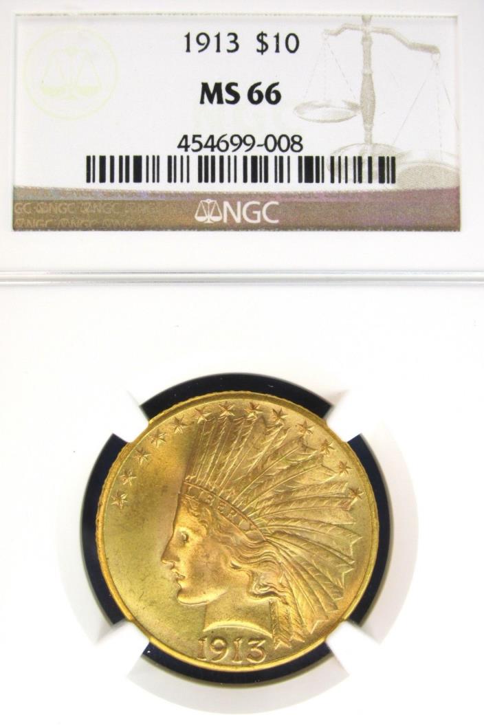 1913 Indian Head $10 Gold NGC MS66 RARE High Grade [008]