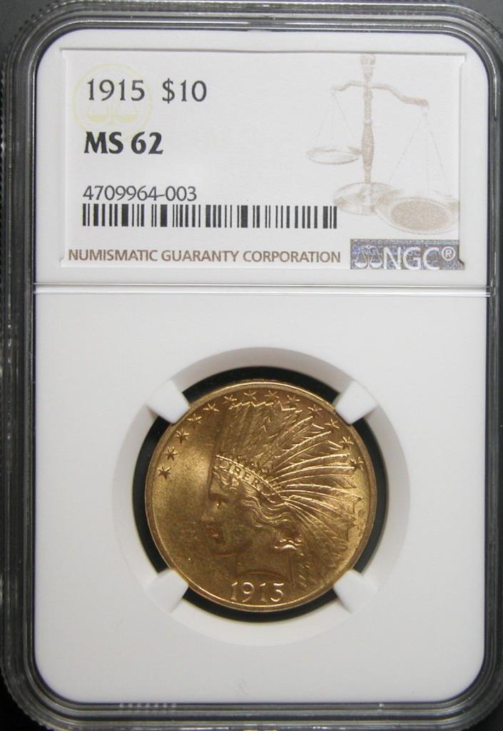 1915 $10 Gold Indian Eagle NGC MS-62