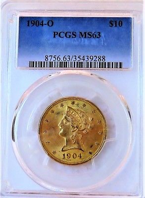 1904-O GOLD $10  Eagle PCGS MS63 * 108,960 TOTAL MINTAGE * PCGS Book $3100 *