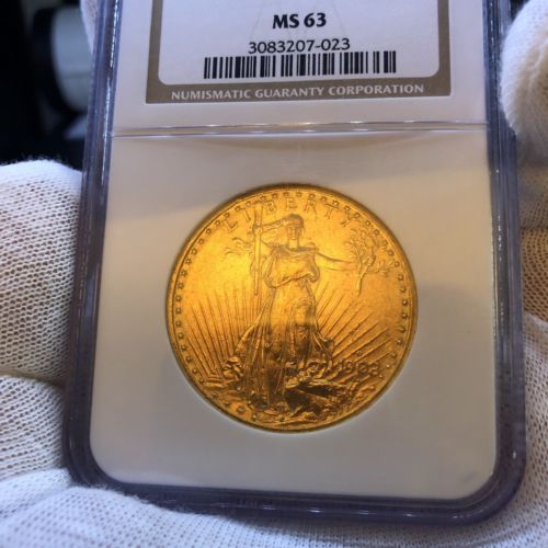 1908-D $20 Gold Double Eagle PCGS MS63 (No Motto)