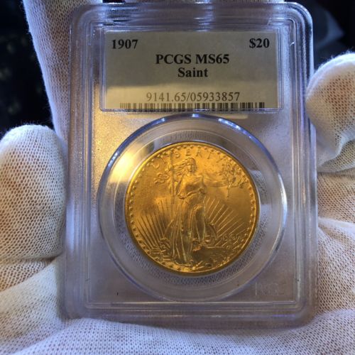 1907 $20 GOLD * PCGS MS65 St. GAUDENS DOUBLE Eagle Dollar * BRIGHT EX HERITAGE