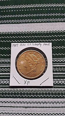1907 $20 LIBERTY HEAD US GOLD COIN