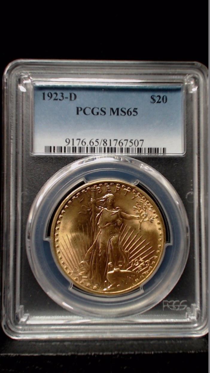 1923-D $20 Saint-Gaudens PCGS MS65