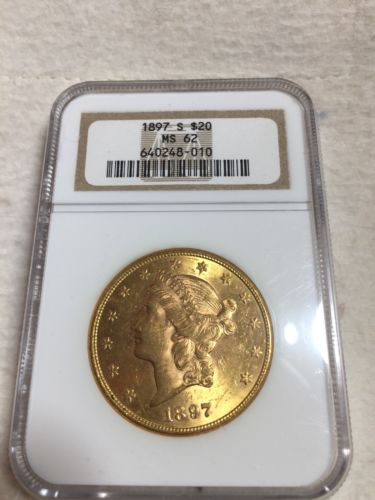 1897 S 20$ Gold Coin PCGSMS62 Double Eagle Liberty