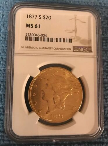 1877-S US Gold $20 Liberty Head Double Eagle NGC MS-61