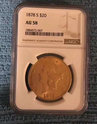 1878 US Gold $20 Liberty Head Double Eagle NGC AU-58