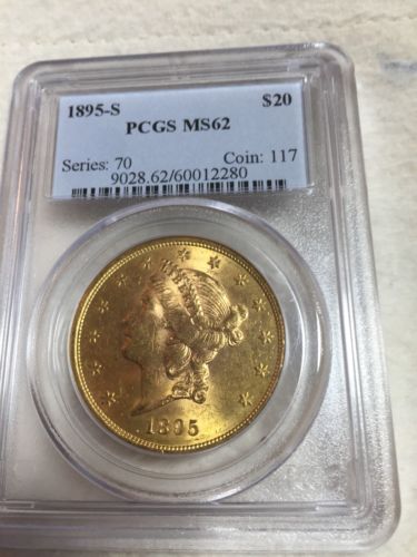 1895 S 20$ Gold Coin PCGSMS62 Double Eagle Liberty