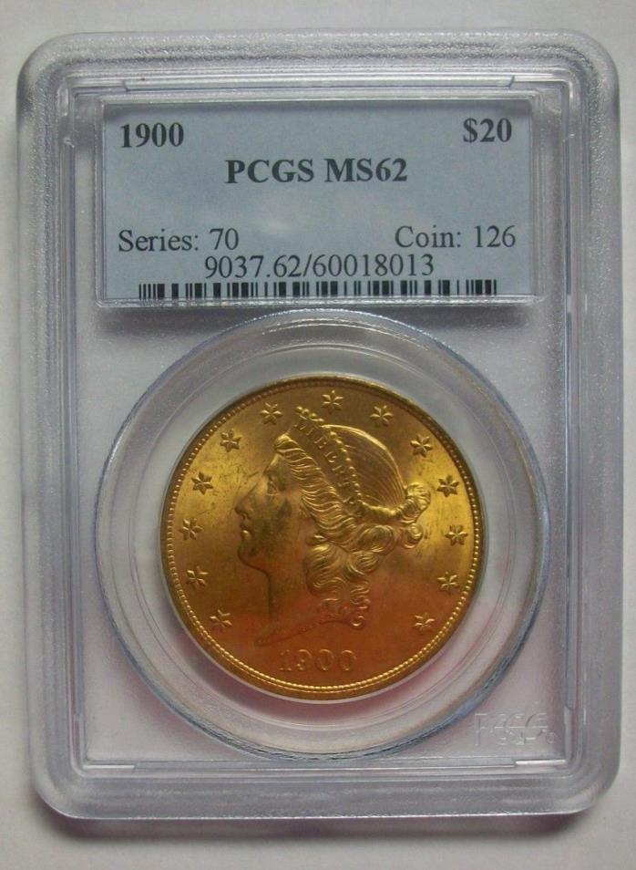 1900 $20 LIBERTY GOLD, PCGS MS-62