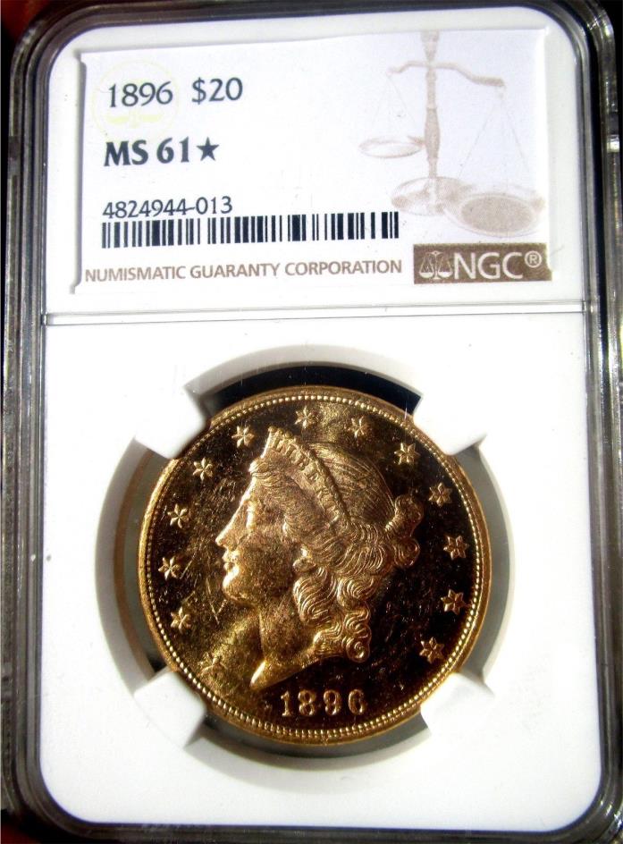 1896  $20 GOLD LIBERTY  **STAR**  +++ CERTIFIED NGC MS-61* +++