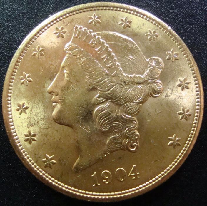 GORGEOUS 1904-P Liberty Head $20 Gold Double Eagle. Glowing Choice BU