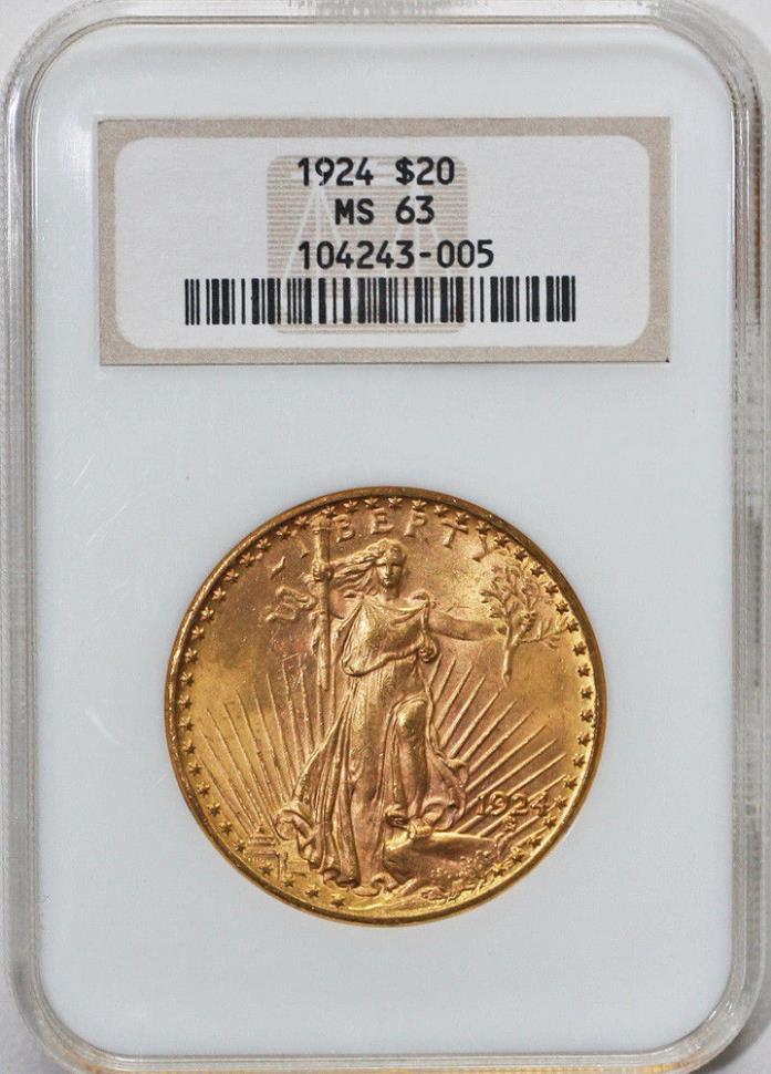 1924 St. Gaudens Double Eagle $20 Gold Coin - MS-63 - NGC