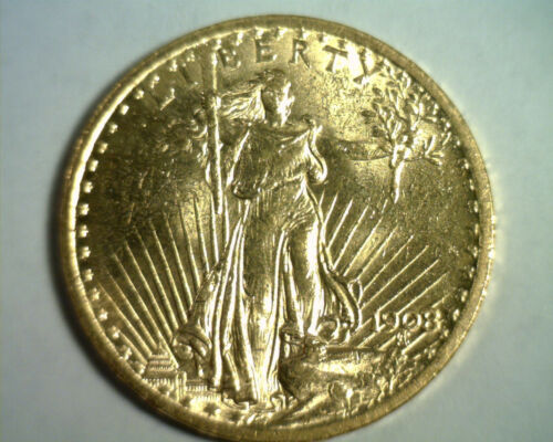 1908 NO MOTTO TWENTY DOLLAR SAINT GAUDENS GOLD UNCIRCULATED+ UNC.+ ORIGINAL COIN