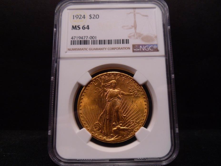 1924 MS64 $20 Saint Gaudens Double Eagle NGC Certified - Super Nice