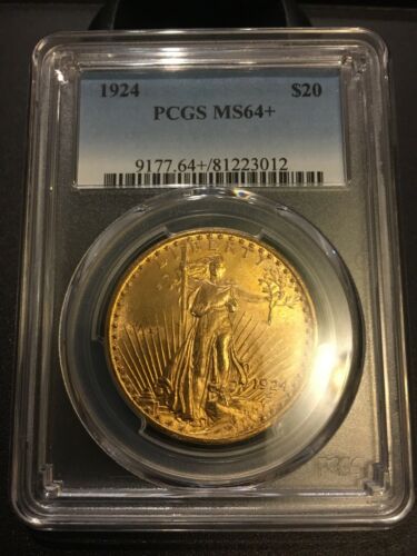 1924 GOLD $20 ST GAUDENS PCGS GRADED MS 64+ FREE SHIPPING!!