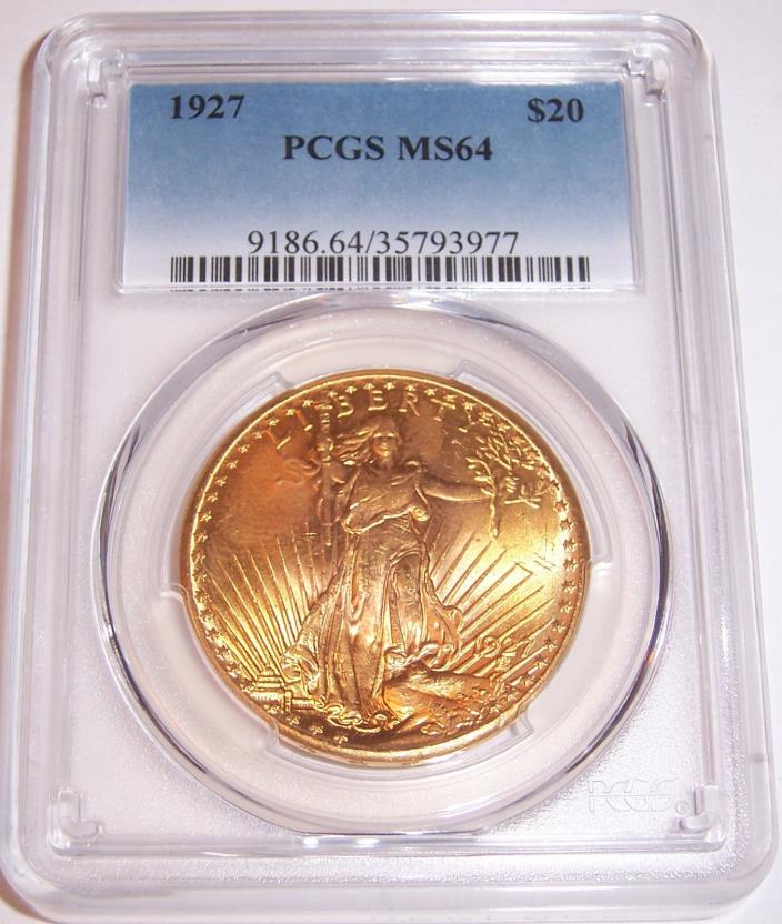 1927 $20 St Gaudens PCGS MS64 CHOICE Uncirculated Philadelphia Gold Double Eagle