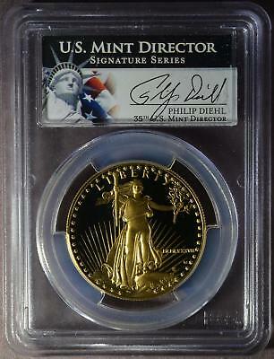 1987-W PCGS PR70 DCAM $50 Gold Eagle 1 oz PF70 UCAM #6 Director DIEHL Signature