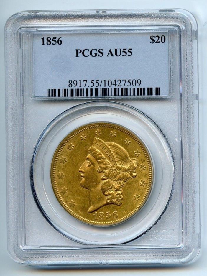 1856 $20 Liberty Gold Double Eagle AU-55 PCGS - GOLD COIN