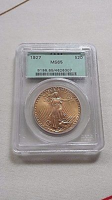 1927 $20 SAINT GAUDENS US GOLD COIN PCGS MS65