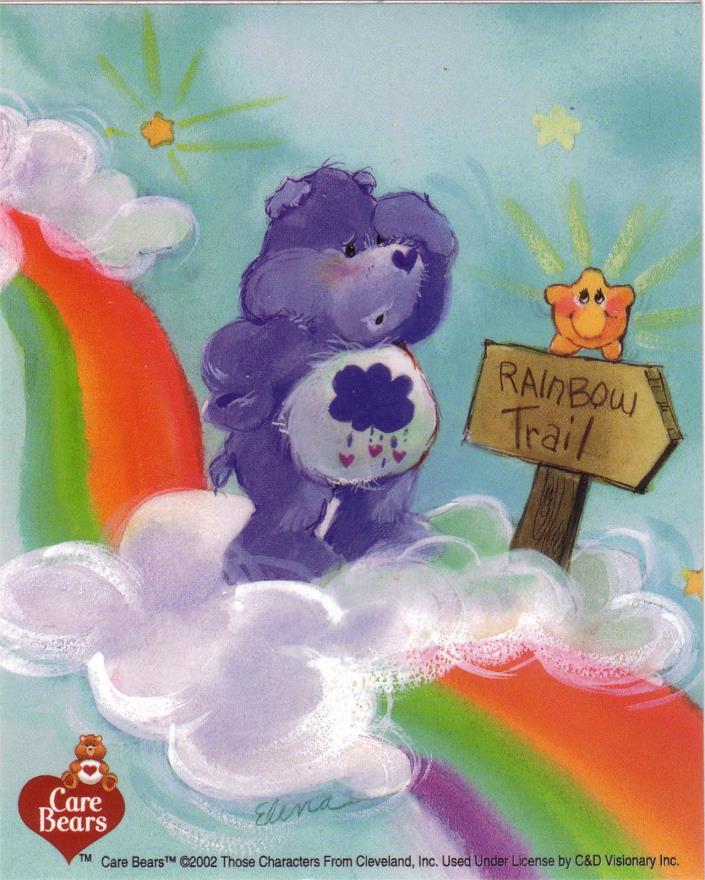 Care Bear Purple Bear on the Rainbow trail licensed sticker love & kindness