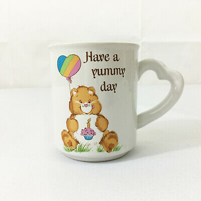 Vintage Care Bears Mug Happy Birthday Bear Ceramic Drinking Cup Glass Stoneware